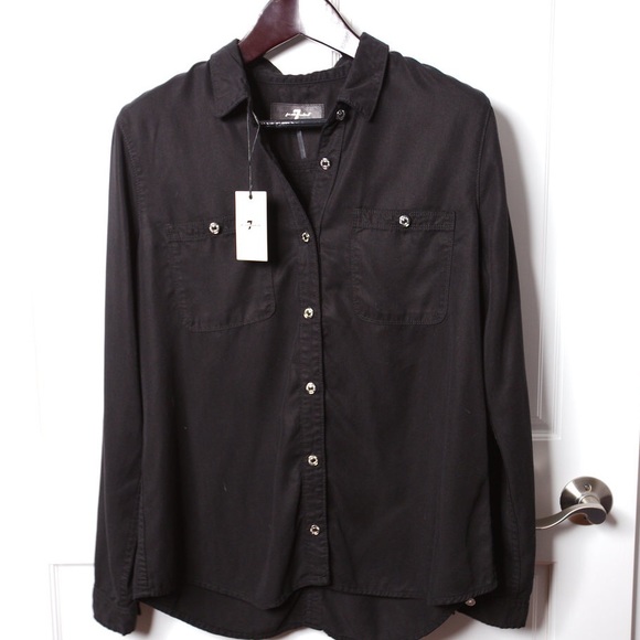 7 For All Mankind Tops - NWT ❤️ silky soft black button up shirt